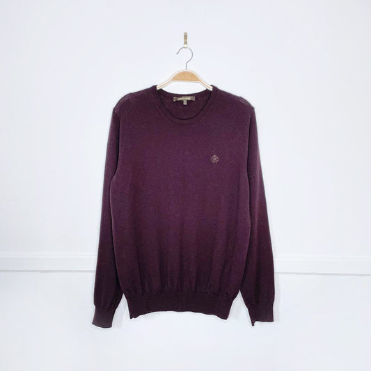 roberto cavalli monogram-embroidered wool knit crew