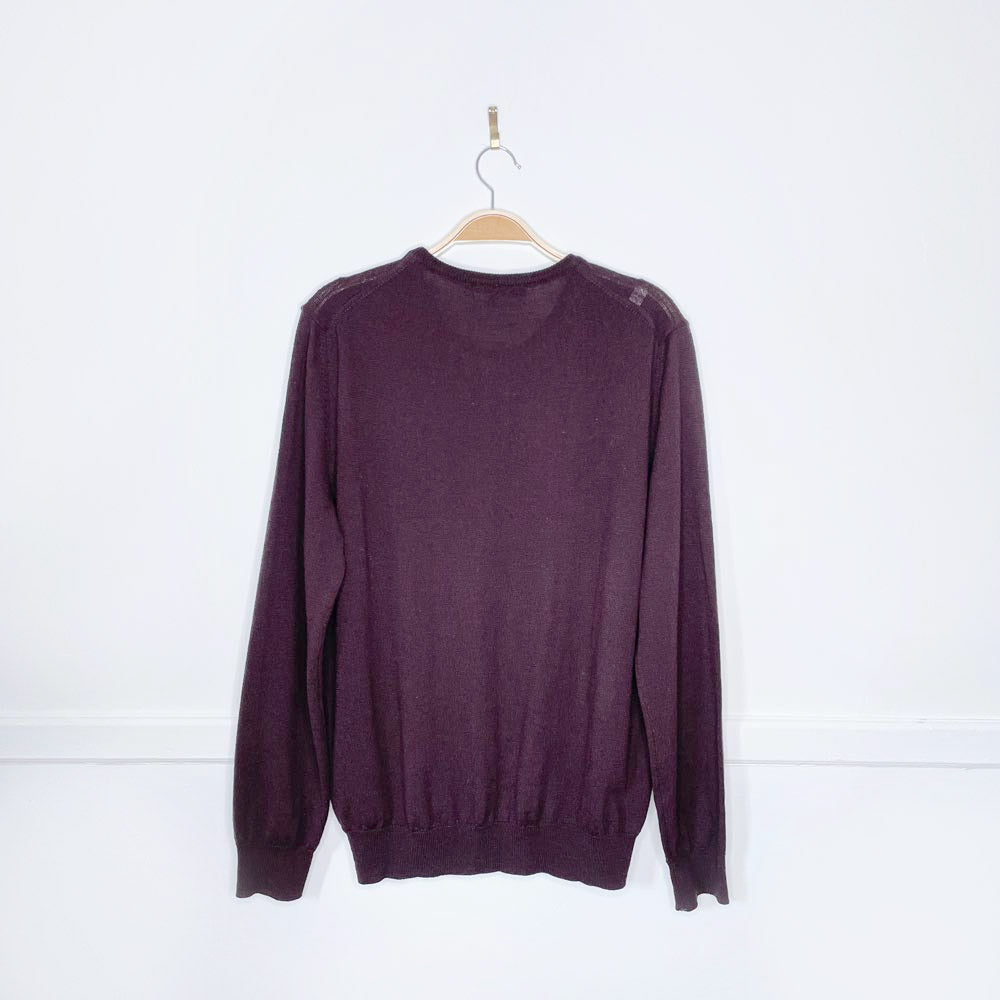 roberto cavalli monogram-embroidered wool knit crew