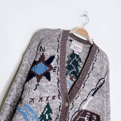 vintage christopher & banks hand-embroidered holiday cardigan - size medium