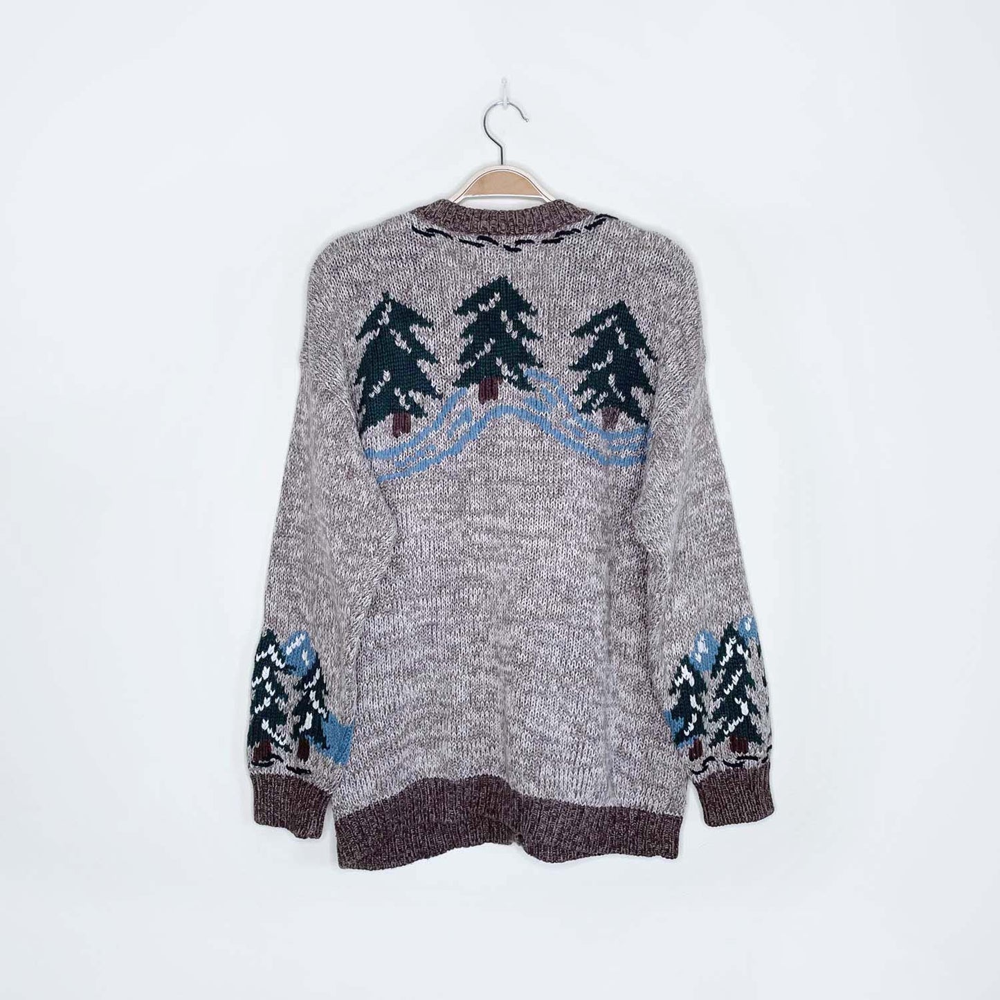 vintage christopher & banks hand-embroidered holiday cardigan - size medium