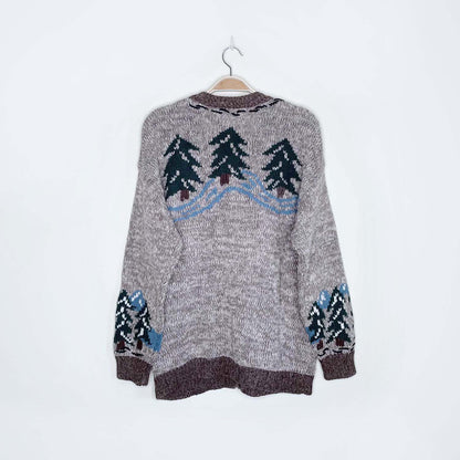 vintage christopher & banks hand-embroidered holiday cardigan - size medium