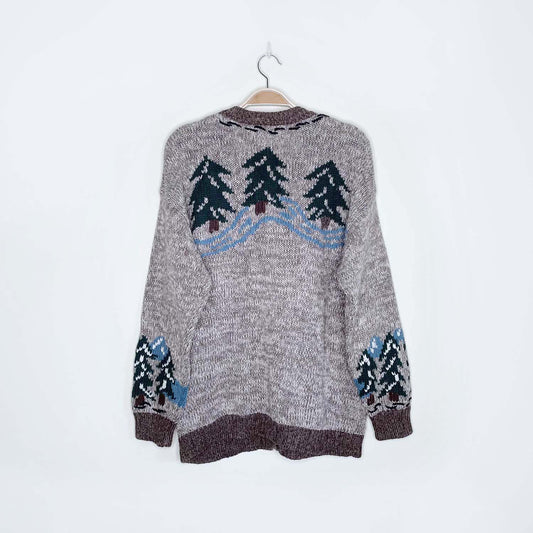 vintage christopher & banks hand-embroidered holiday cardigan - size medium