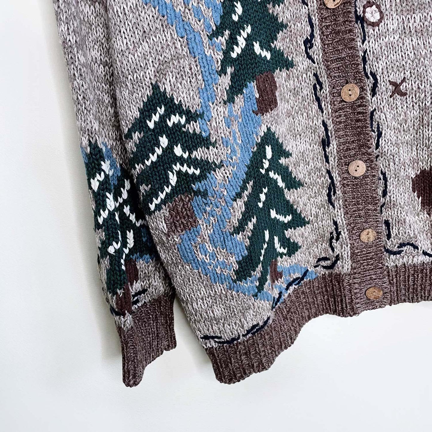 vintage christopher & banks hand-embroidered holiday cardigan - size medium