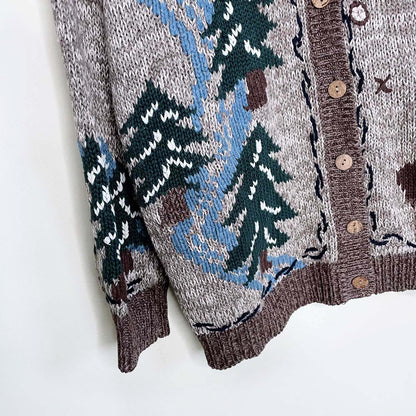 vintage christopher & banks hand-embroidered holiday cardigan - size medium