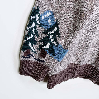 vintage christopher & banks hand-embroidered holiday cardigan - size medium