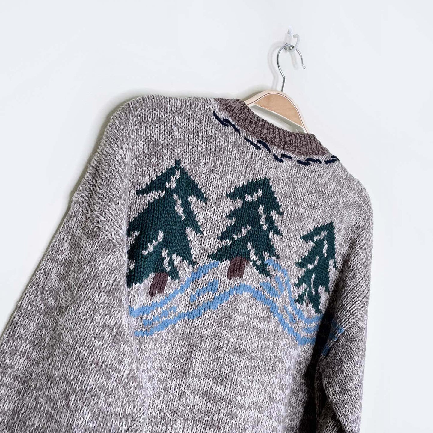 vintage christopher & banks hand-embroidered holiday cardigan - size medium