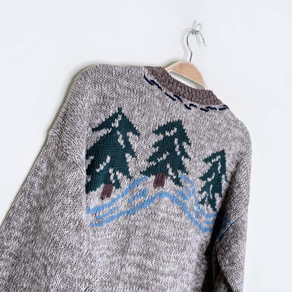 vintage christopher & banks hand-embroidered holiday cardigan - size medium