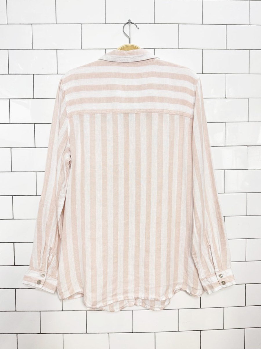 c&c california 100% linen shell button striped shirt - good market thrift store