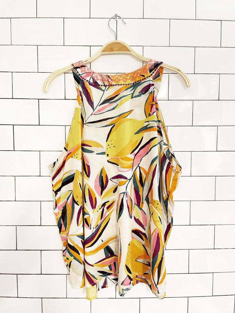 c&c california embroidered lemon print wrap mini skirt + tank set - good market thrift store