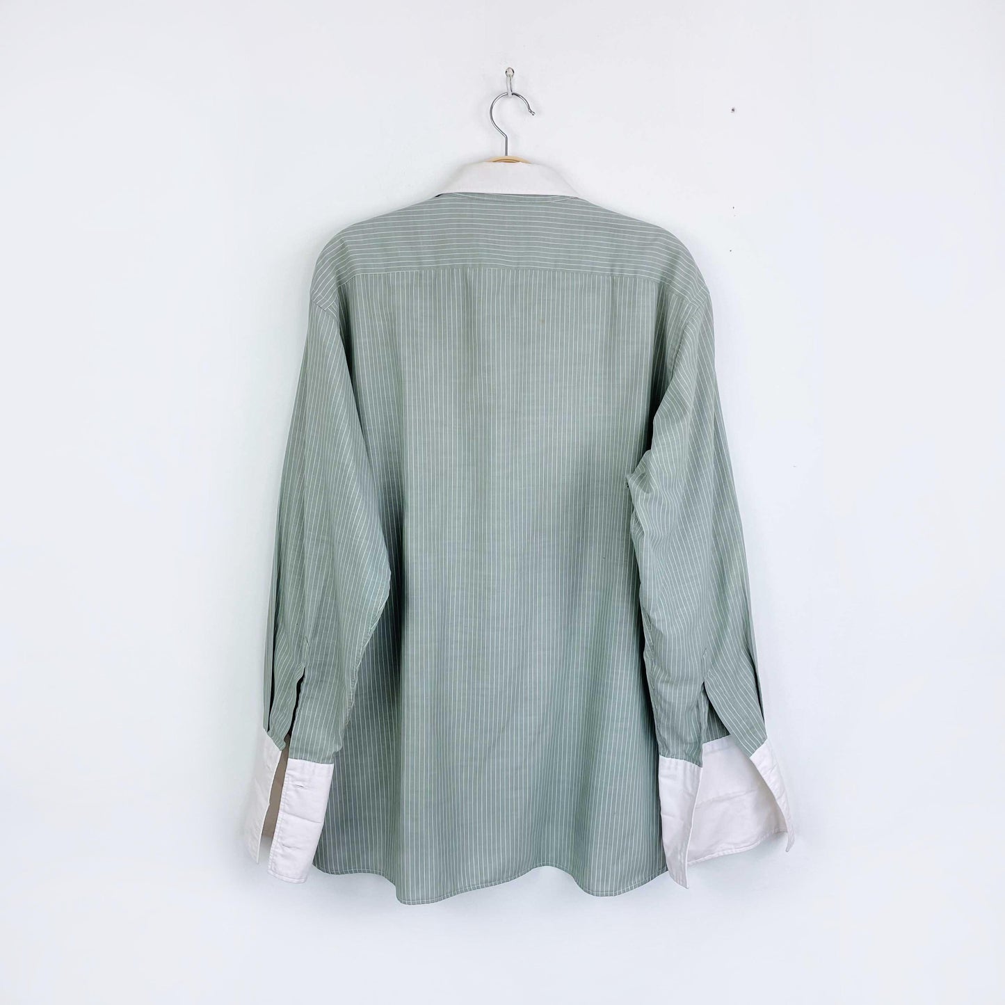 vintage 70s christian dior contrast collar logo french cuff dress shirt