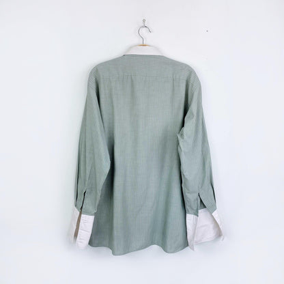 vintage 70s christian dior contrast collar logo french cuff dress shirt