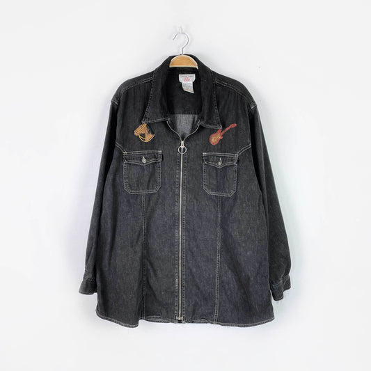vintage 00s cotton ginny country rock zip denim jacket