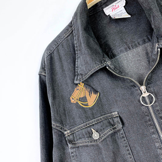 vintage 00s cotton ginny country rock zip denim jacket