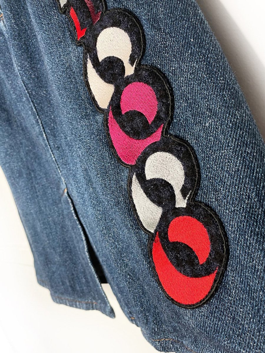 chanel 2017 gabrielle coco denim mini skirt - good market thrift store