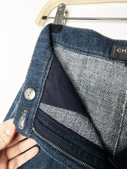 chanel 2017 gabrielle coco denim mini skirt - good market thrift store