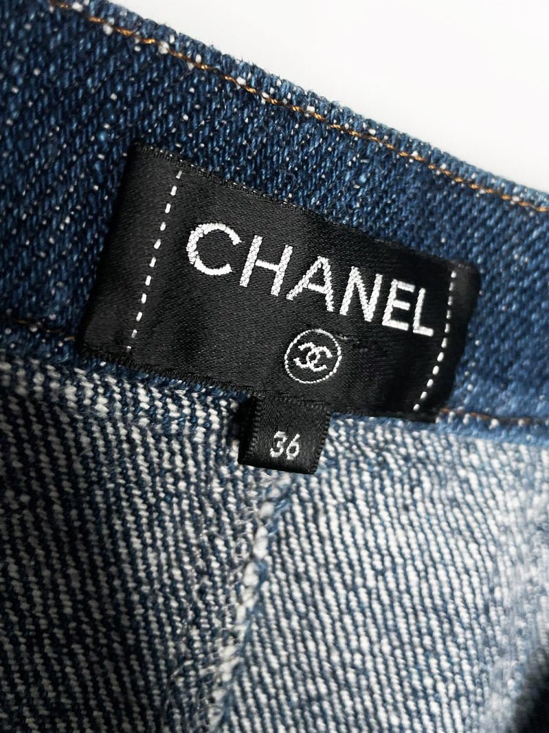 chanel 2017 gabrielle coco denim mini skirt - good market thrift store
