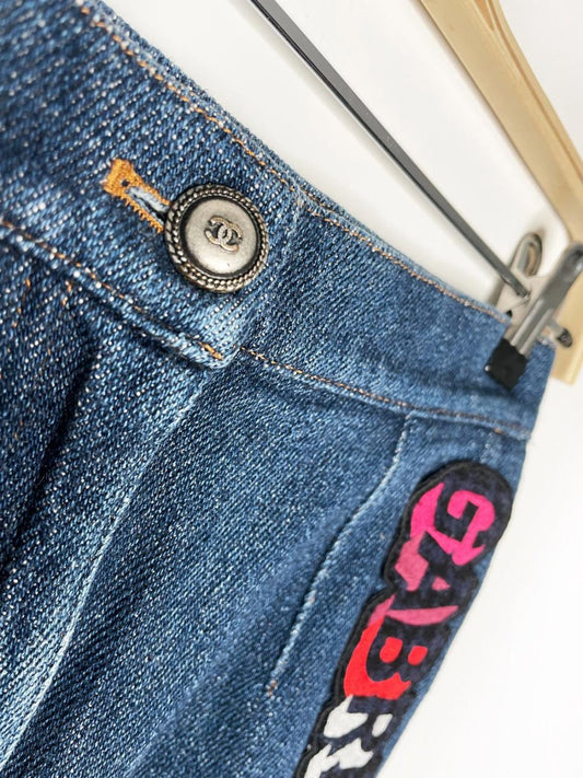 chanel 2017 gabrielle coco denim mini skirt - good market thrift store