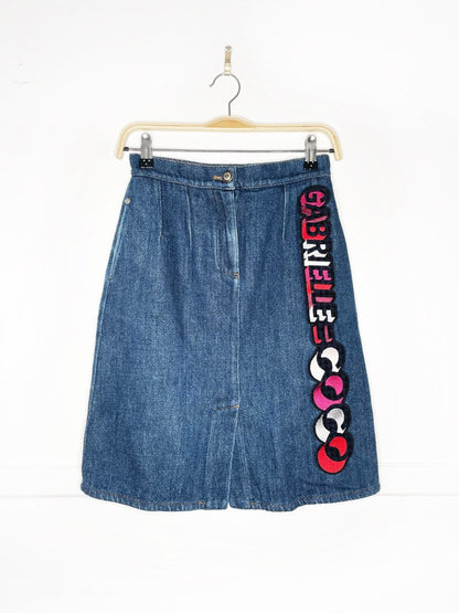chanel 2017 gabrielle coco denim mini skirt - good market thrift store