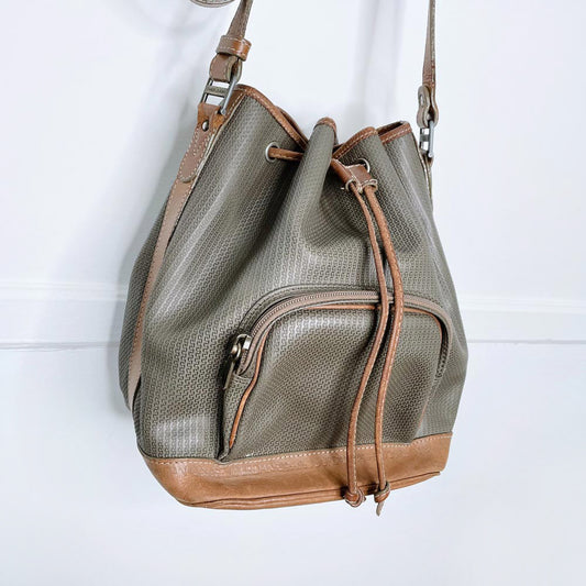 vintage charles jourdan canvas leather bucket bag