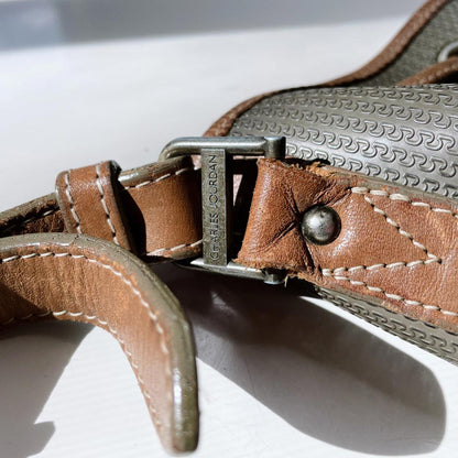 vintage charles jourdan canvas leather bucket bag