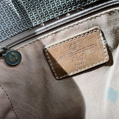 vintage charles jourdan canvas leather bucket bag