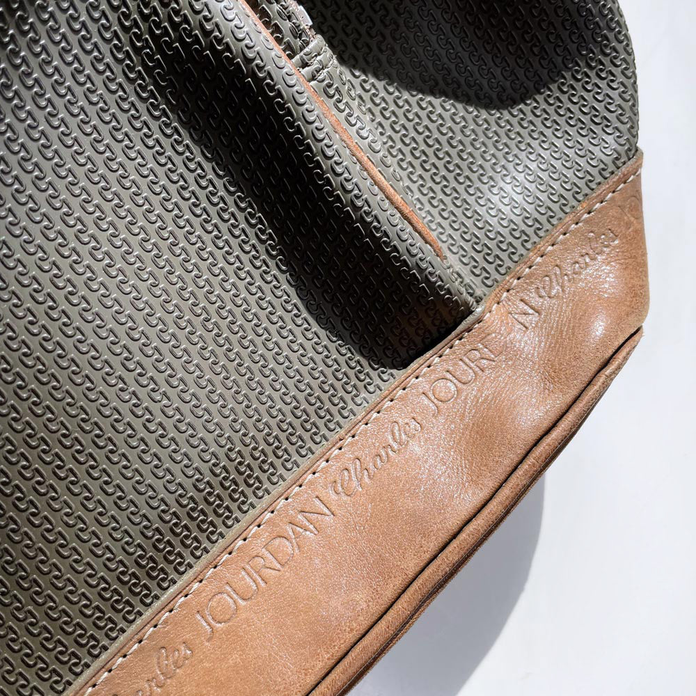 vintage charles jourdan canvas leather bucket bag