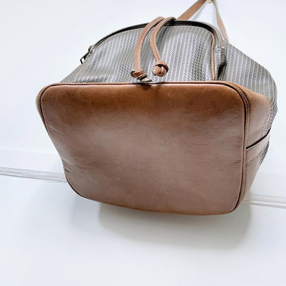 vintage charles jourdan canvas leather bucket bag