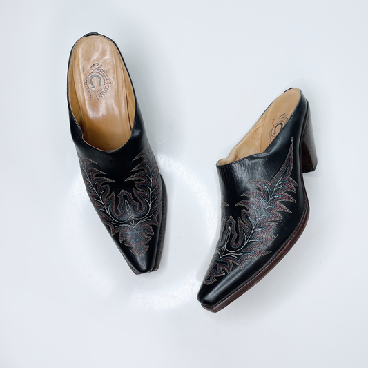 charlie 1 horse lucchese mayela western embroidered mule - size 8