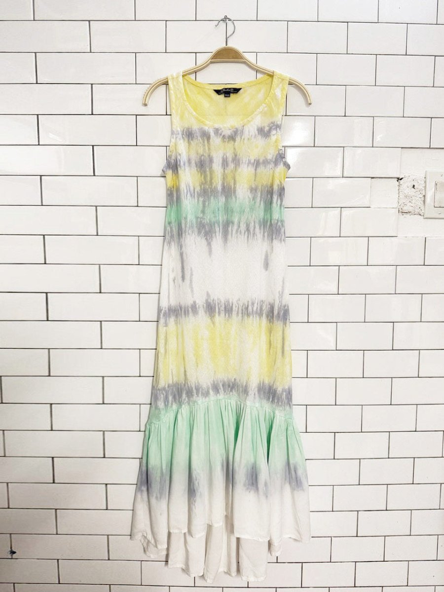 charlie b 100% linen tie dye ruffle skirt maxi dress - good market thrift store