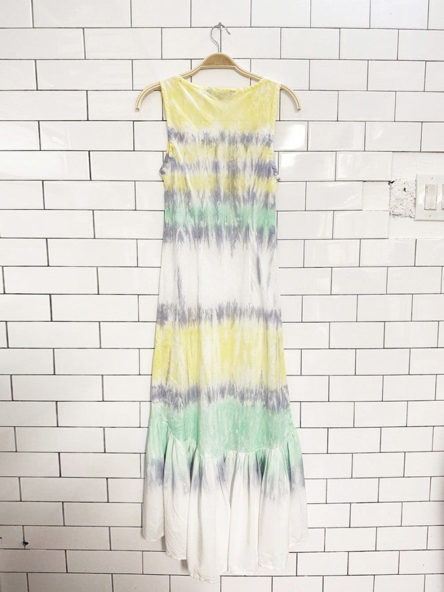 charlie b 100% linen tie dye ruffle skirt maxi dress - good market thrift store