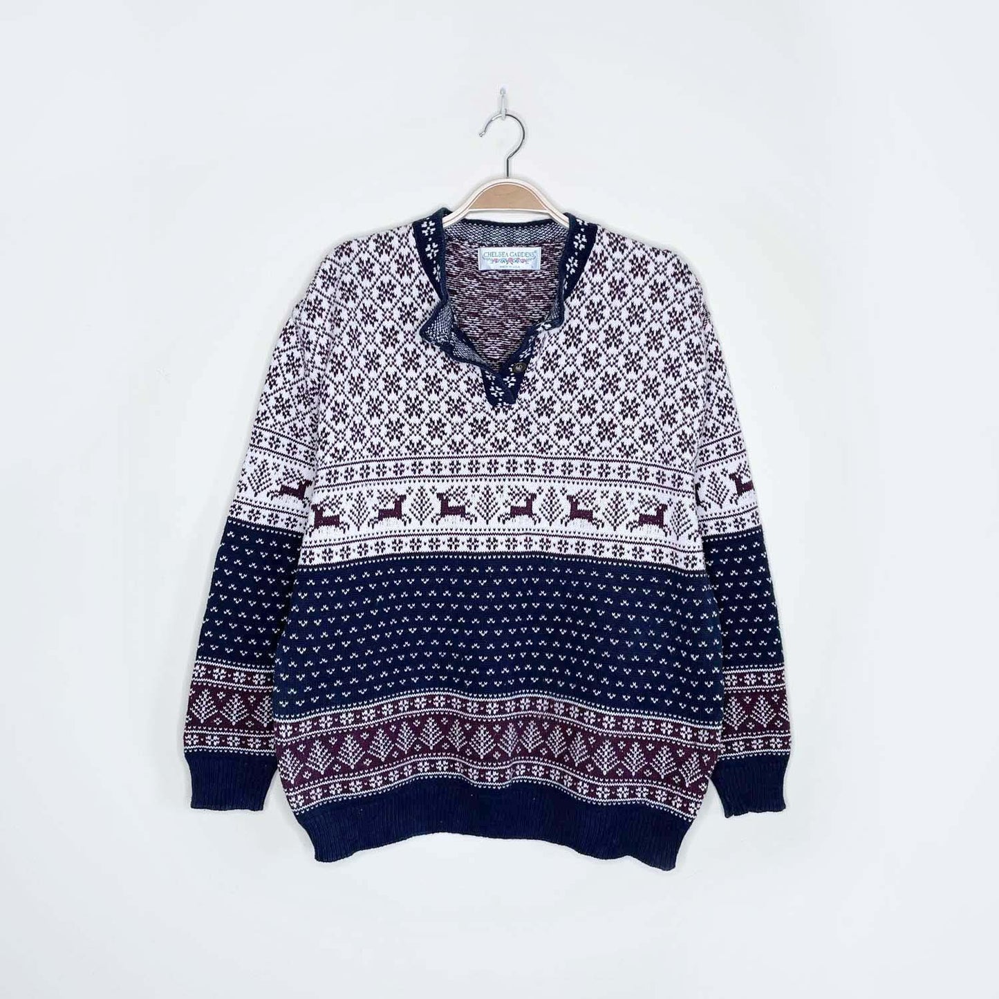 vintage made in usa chelsea gardens nordic reindeer sweater - size large