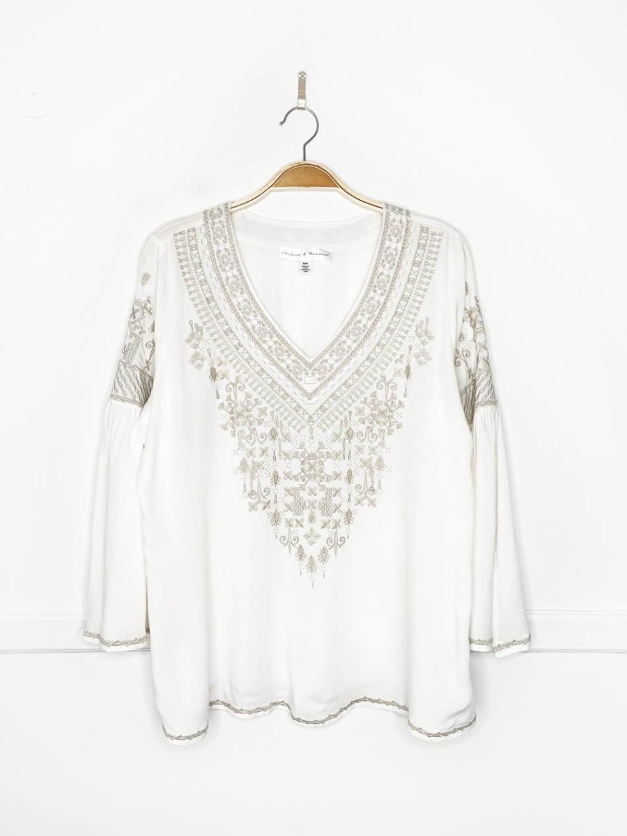 chelsea & theodore embroidered boho blouse - good market thrift store