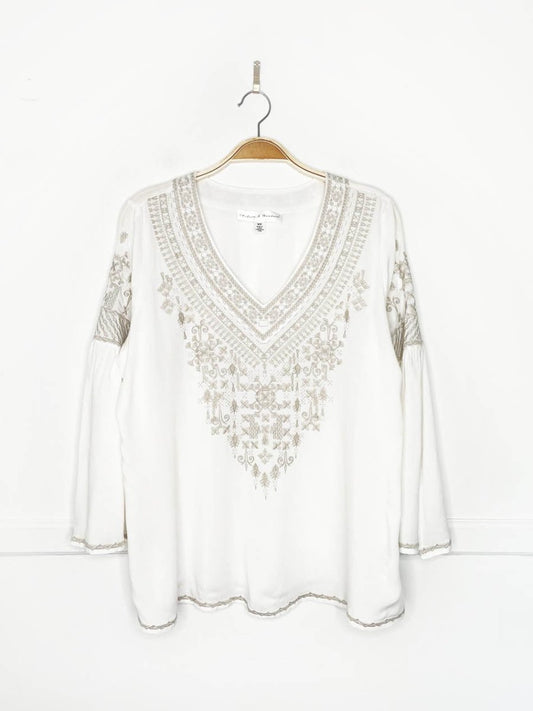 chelsea & theodore embroidered boho blouse - good market thrift store