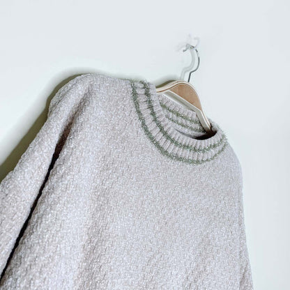 gold tinsel chenille boxy knit holiday crew - size xs