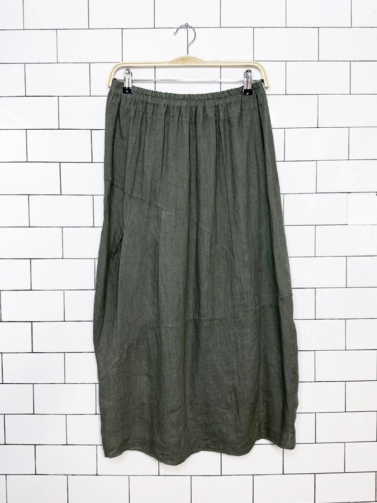cherishh linen pleated balloon hem midi skirt | made in Italy - good market thrift store