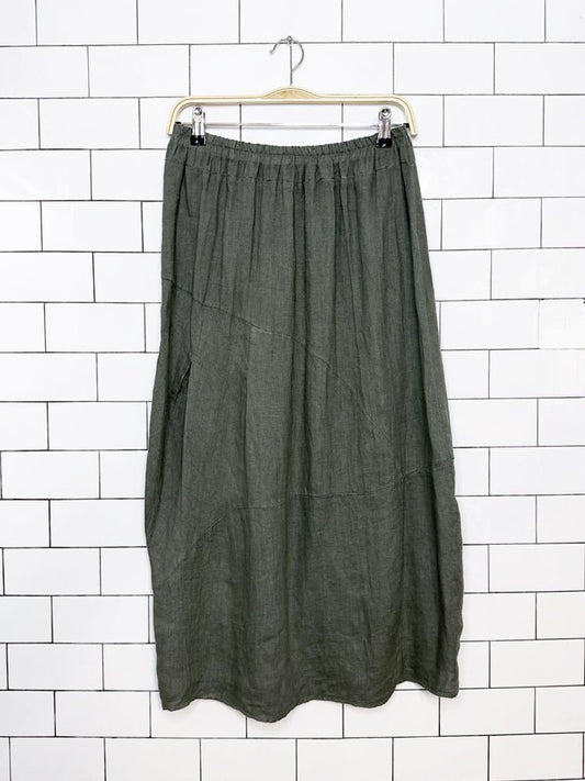 cherishh linen pleated balloon hem midi skirt | made in Italy - good market thrift store