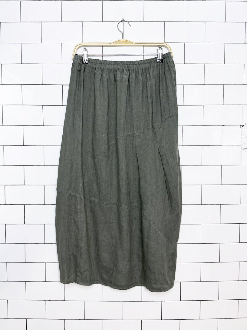 cherishh linen pleated balloon hem midi skirt | made in Italy - good market thrift store
