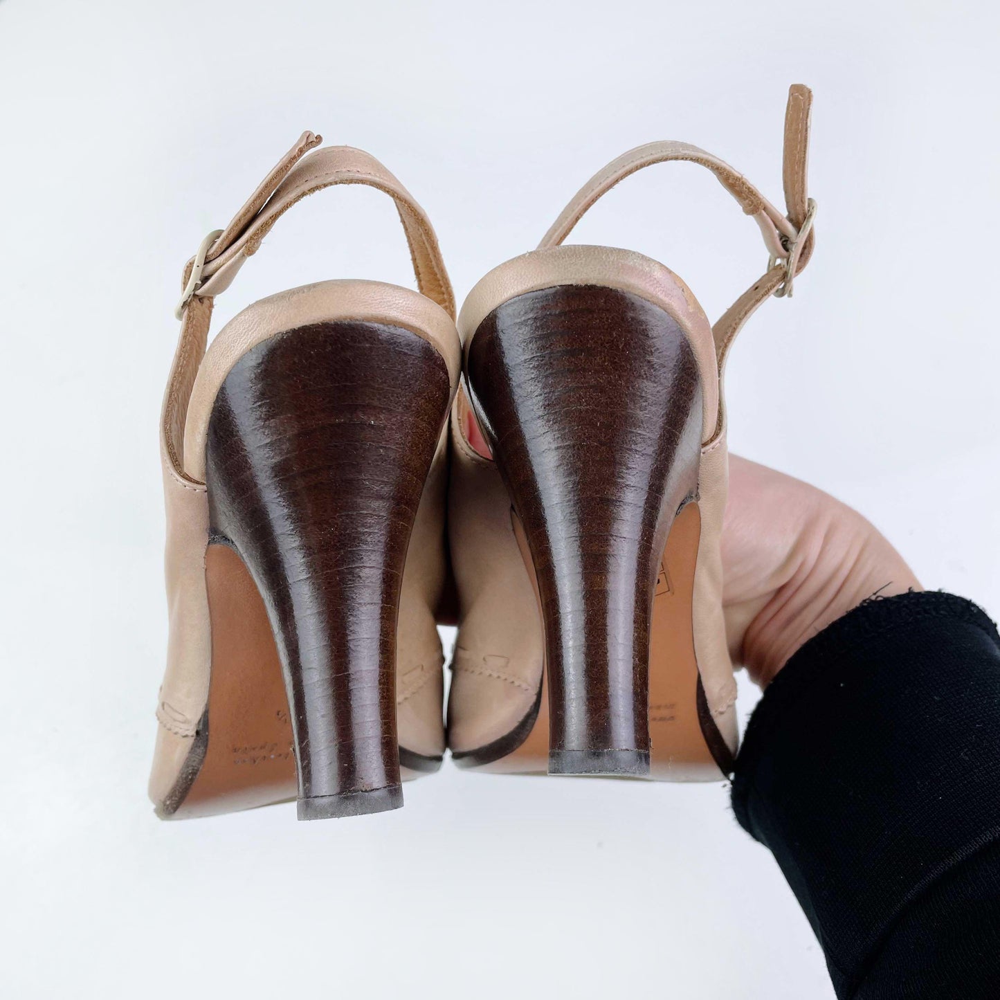 chie mihara cream leather peep toe slingback heels - size 38.5