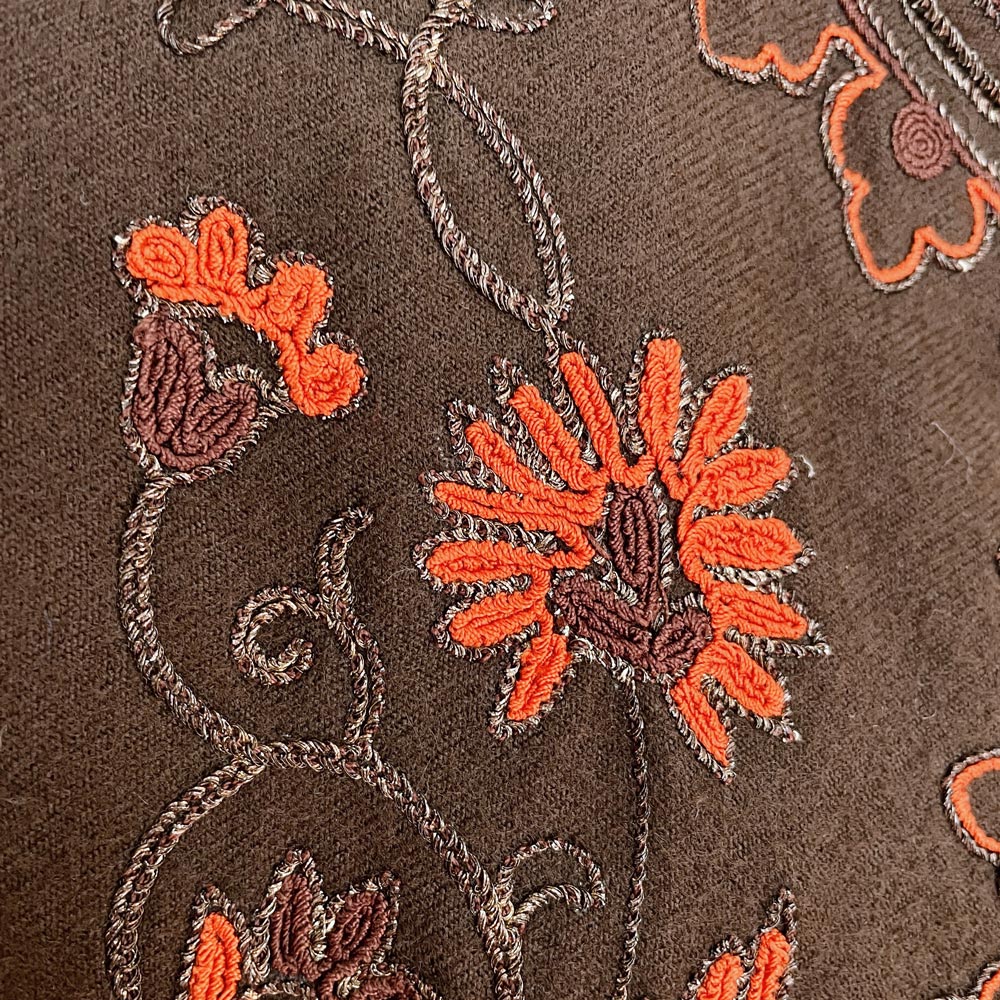 vintage 70s chloé boho wool + fox fur embroidered jacket