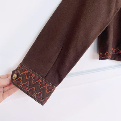 vintage 70s chloé boho wool + fox fur embroidered jacket