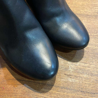 chloe scalloped black leather ankle boot - size 37.5