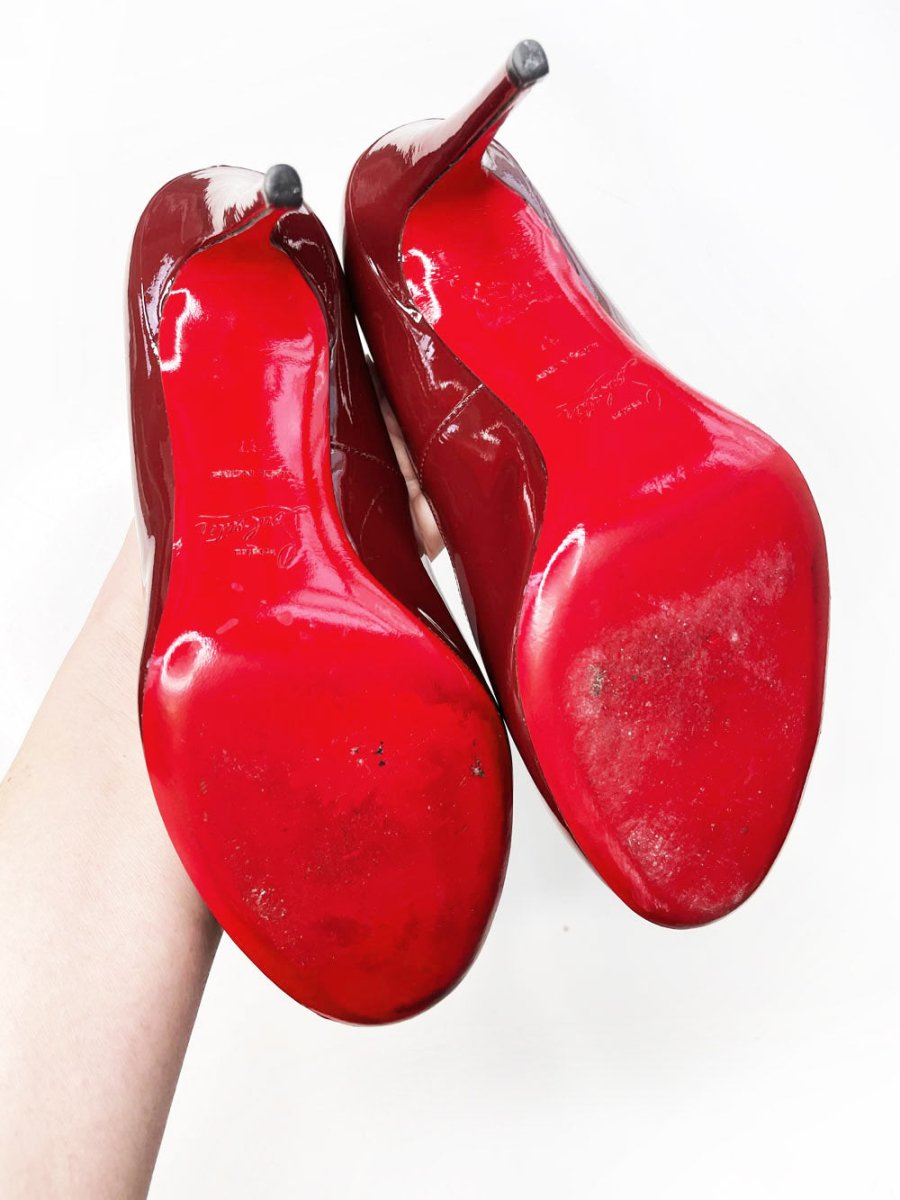 christian louboutin ron ron patent leather red pumps - good market thrift store