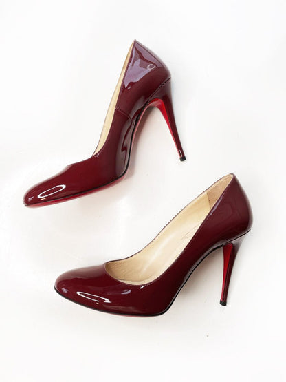 christian louboutin ron ron patent leather red pumps - good market thrift store