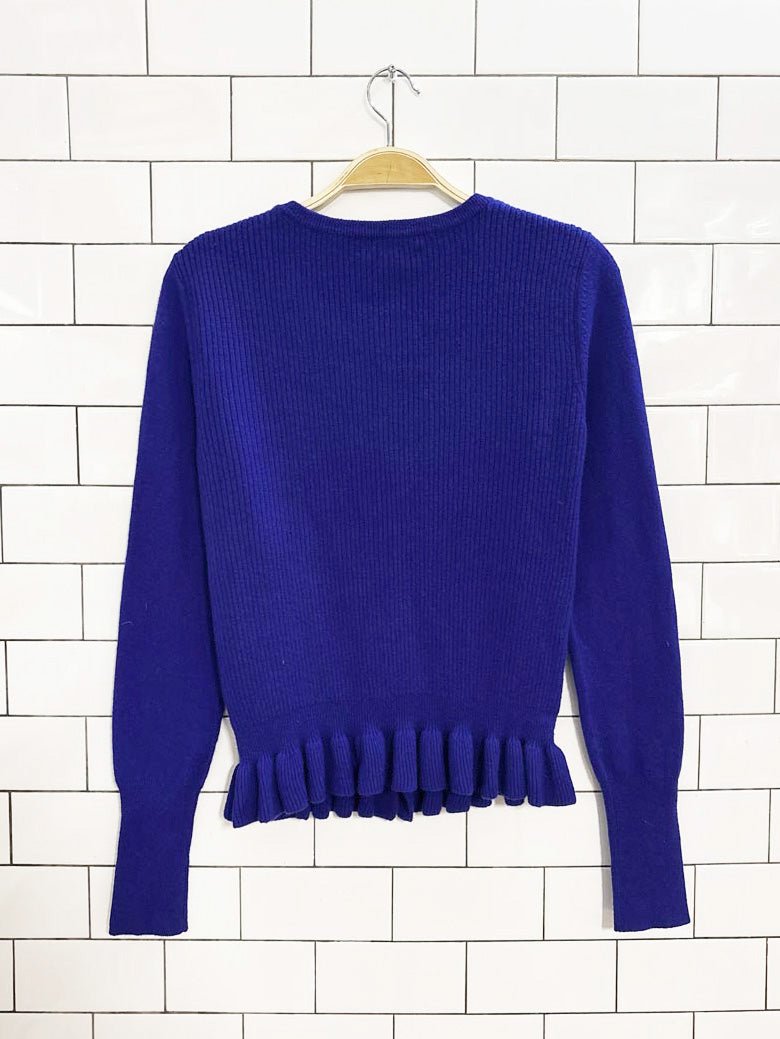 christopher fischer cashmere peplum zip up knit cardigan | black label - good market thrift store