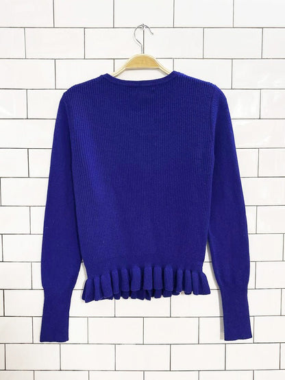 christopher fischer cashmere peplum zip up knit cardigan | black label - good market thrift store