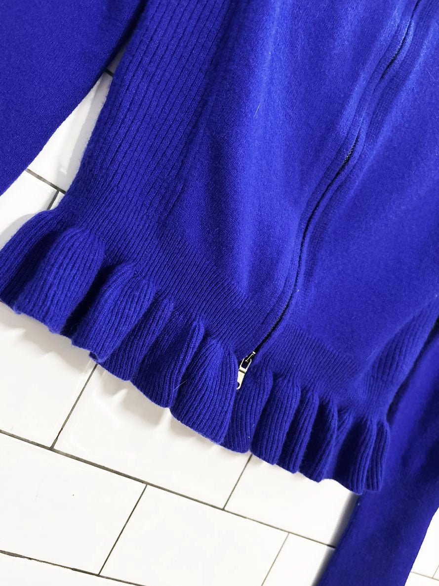 christopher fischer cashmere peplum zip up knit cardigan | black label - good market thrift store