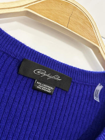 christopher fischer cashmere peplum zip up knit cardigan | black label - good market thrift store