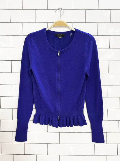 christopher fischer cashmere peplum zip up knit cardigan | black label - good market thrift store