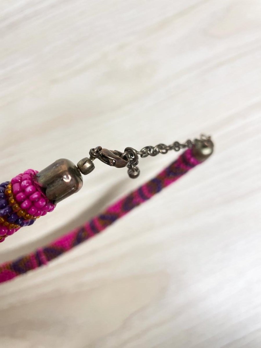 chunky boho beaded collar necklace - good market thrift store