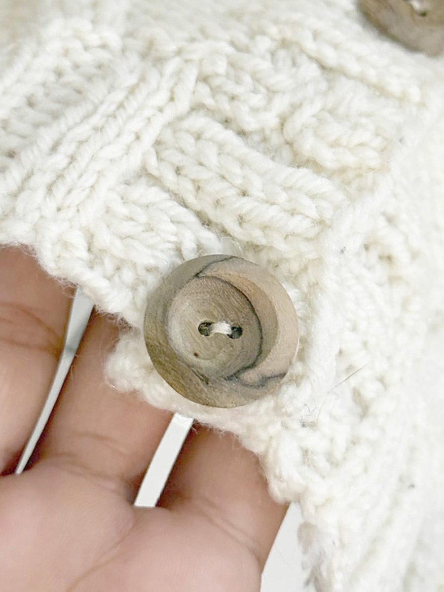 chunky wool cable knit wood button knit cardigan - good market thrift store